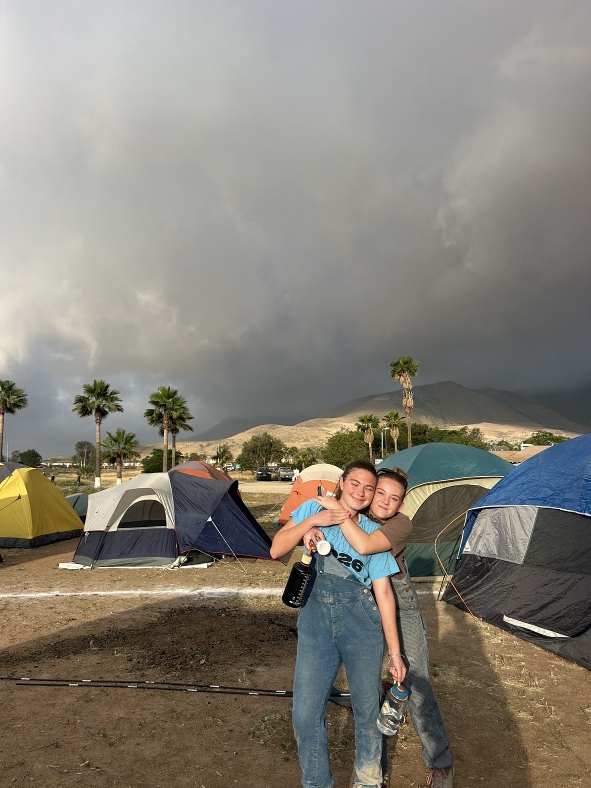 Cayley Chang and Kennedy Bond at the campsite in Tijuana.