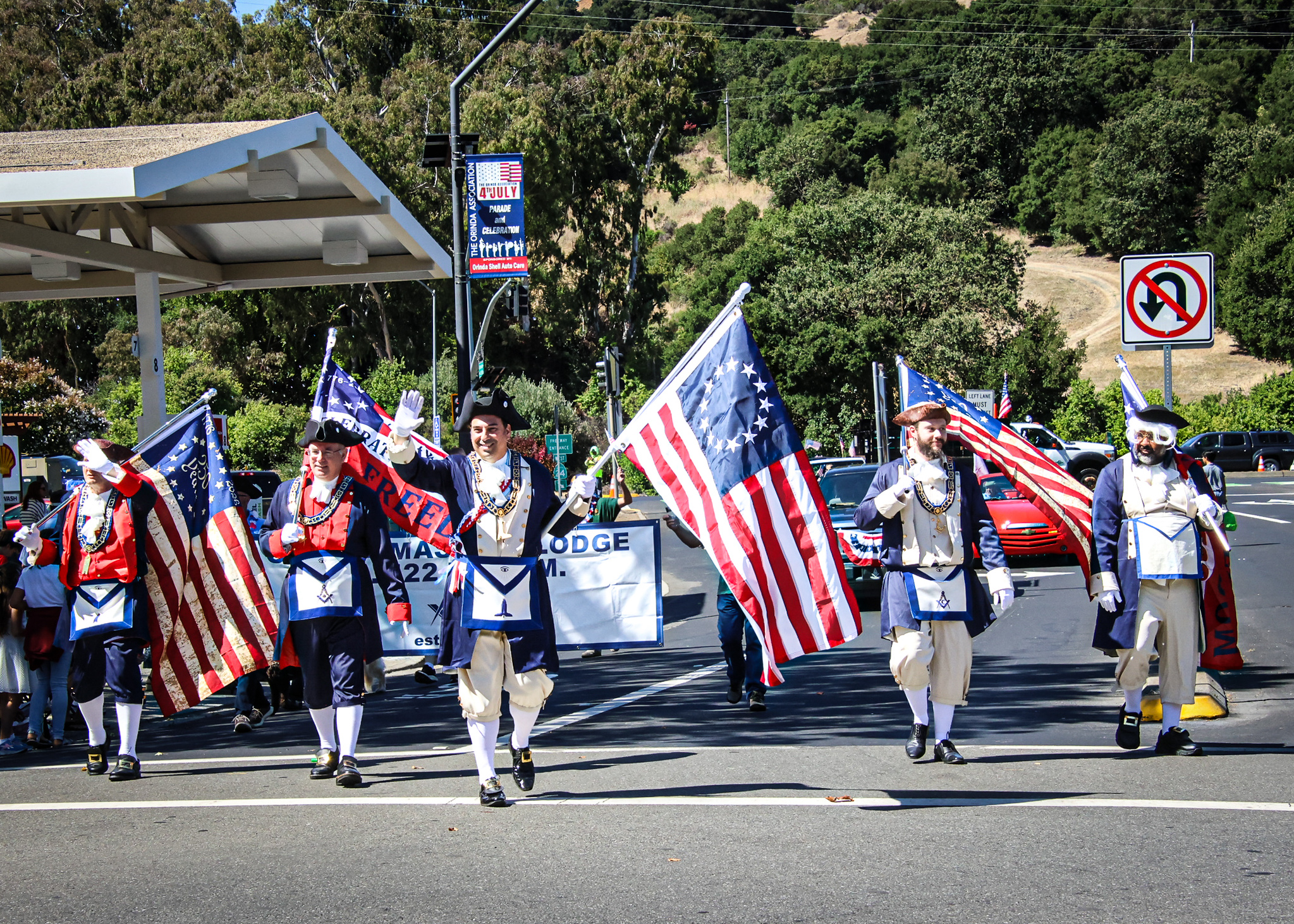 Orinda's Fourth of July parade featured a nod to the time of the country's founding, featuring Orinda Masonic Lodge No. 122 members.