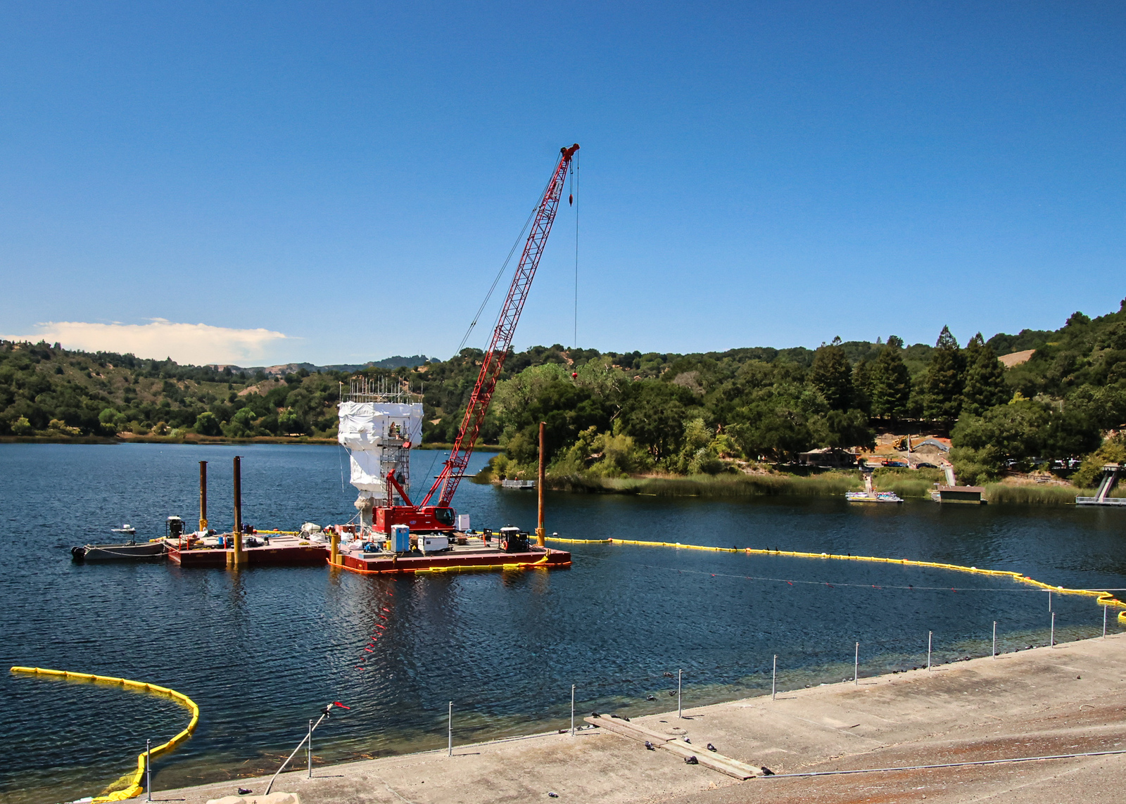 Retrofit work on Lafayette Reservoir tower.