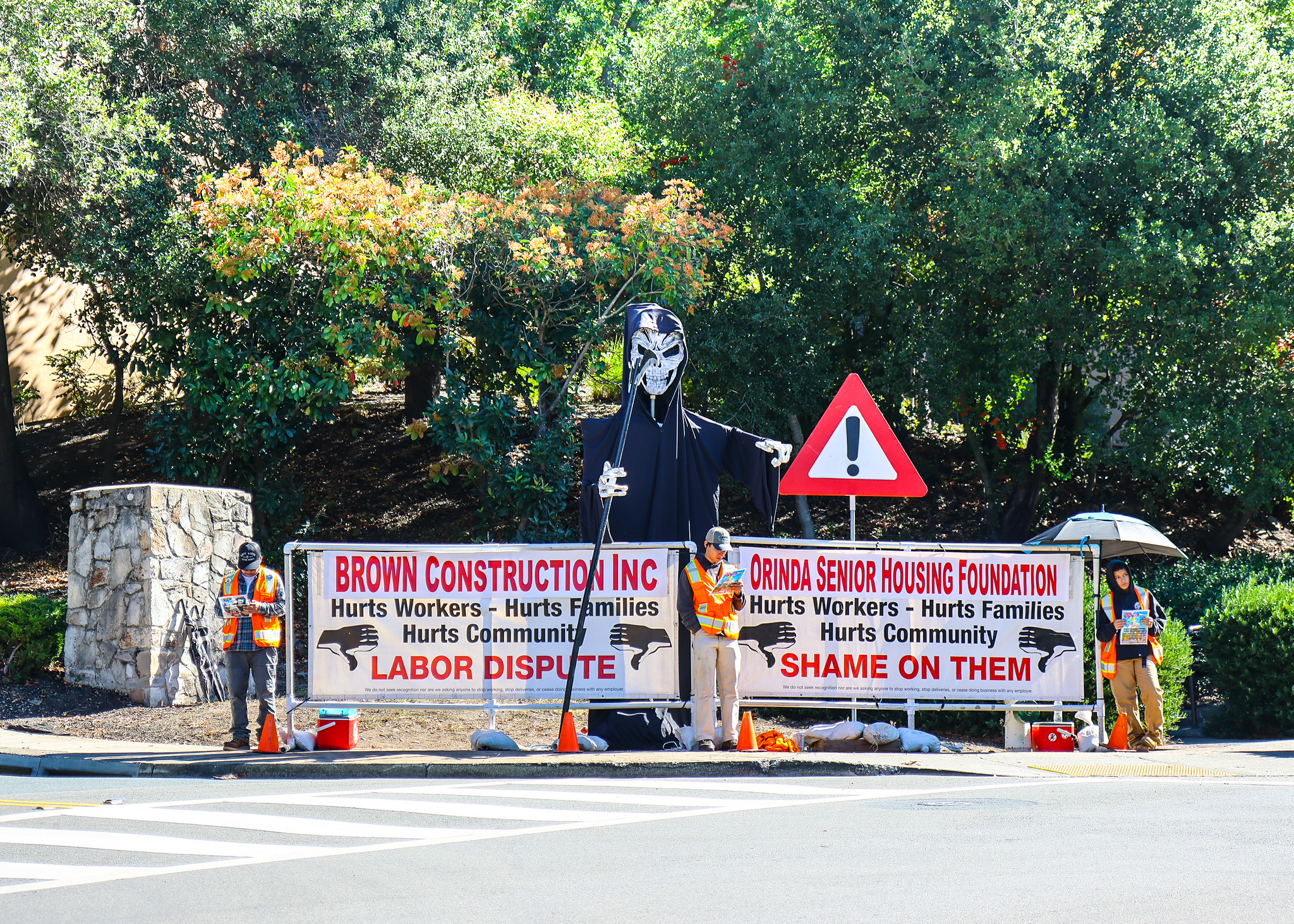 Protestors demonstrate in Orinda Village against Orinda Senior Housing Foundation and proposed non-union workers.