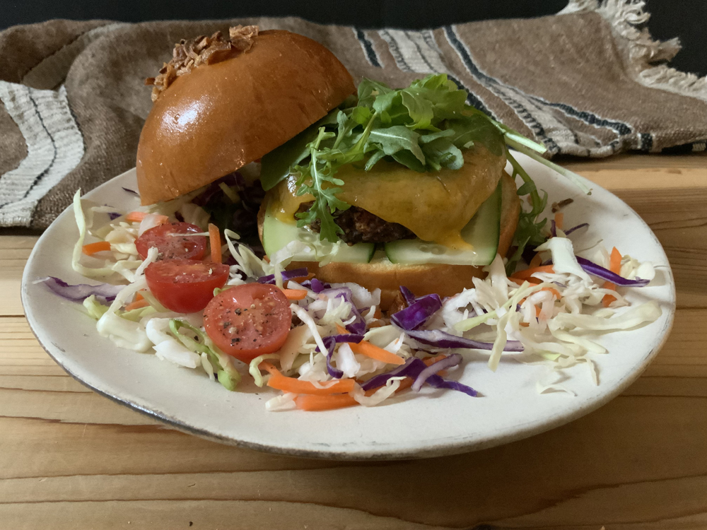 Hearty, savory, homemade veggie burgers are anything but bland