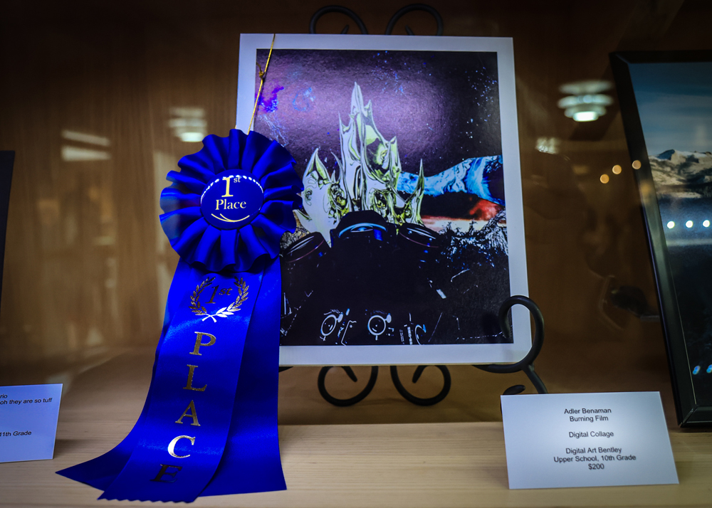 Adler Benaman's first place digital collage, "Burning Film"