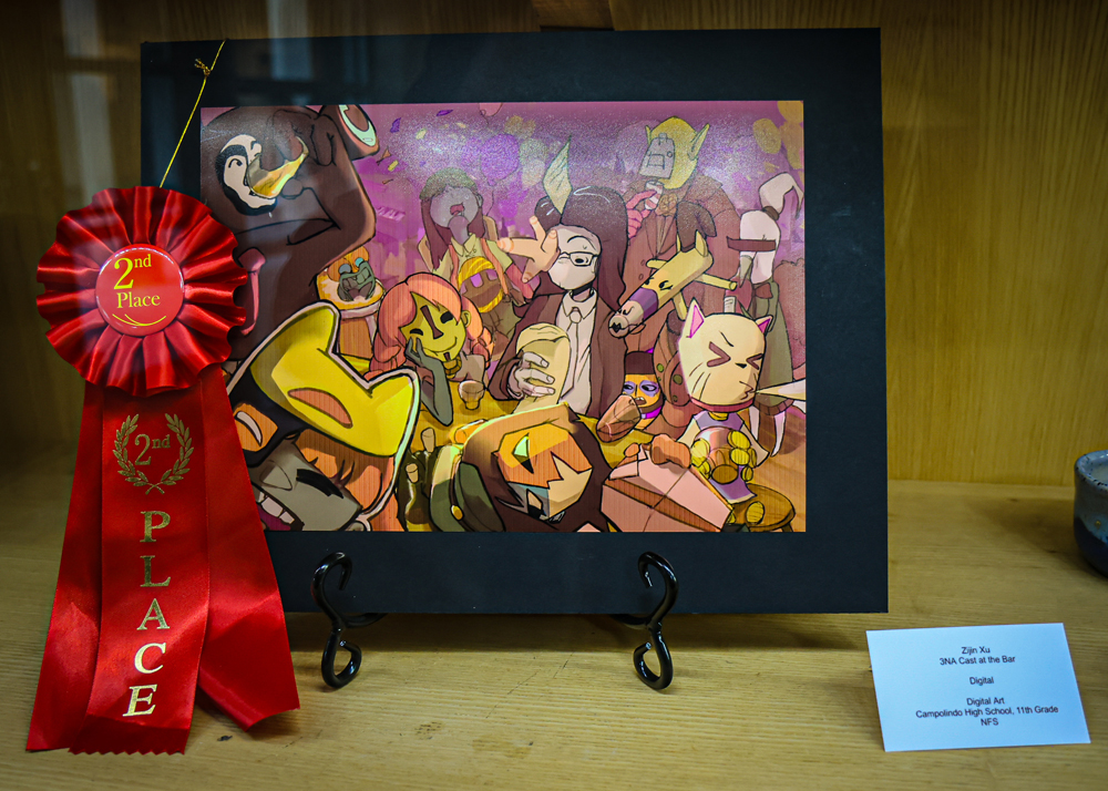 Zijin Xu's second place digital art piece, "3NA Cast at the Bar"