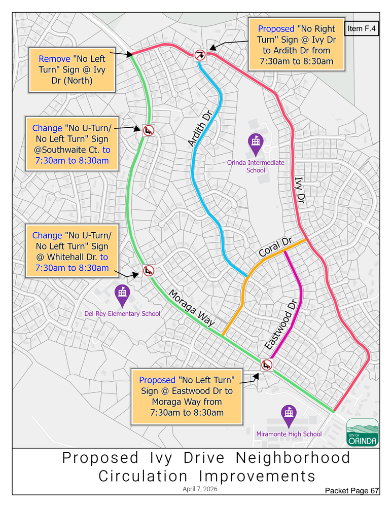 Divided Orinda city council vote on traffic signage actions around Ivy Drive