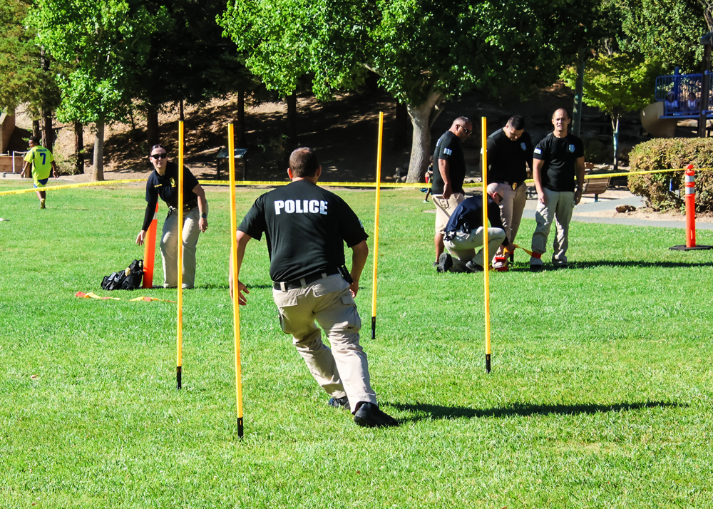 Orinda Police officers participate in a friendly competition with members of the Moraga-Orinda Fire District.