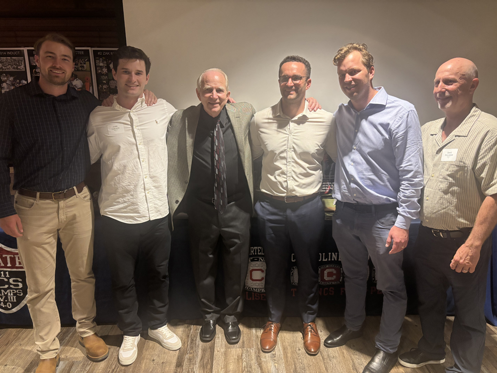 From left:  Max Flower, John Torchio, Head Coach Kevin Macy, Jack Cassidy, Tommy Stephens, and Dave Pullman