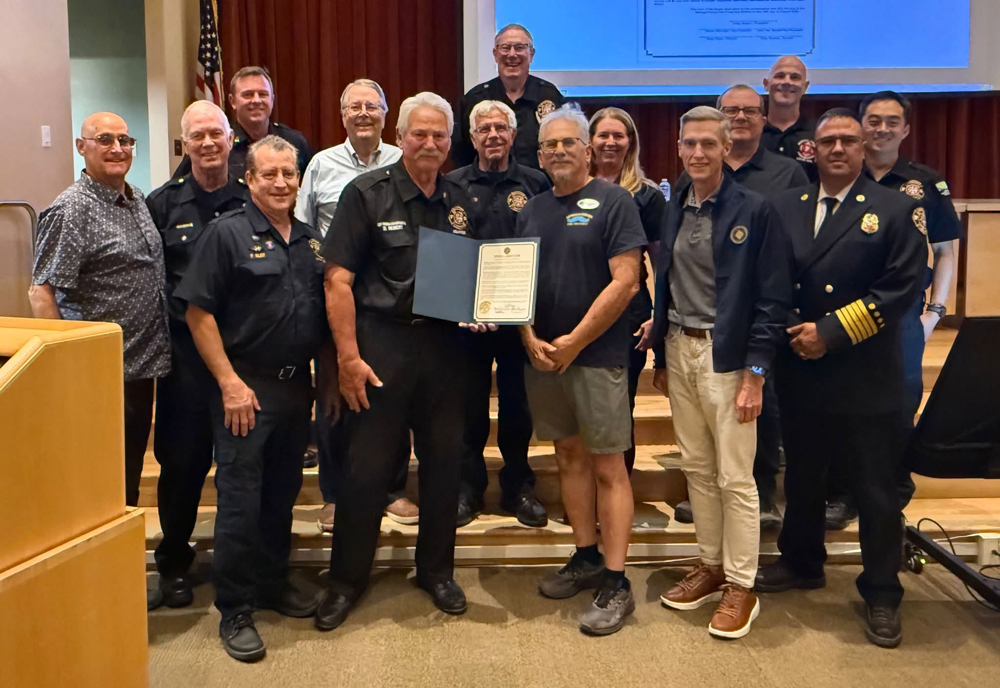 MOFD board of directors, CERT instructors, and Fire Chief Jeff Isaacs honor Duncan Seibert on Aug. 19
