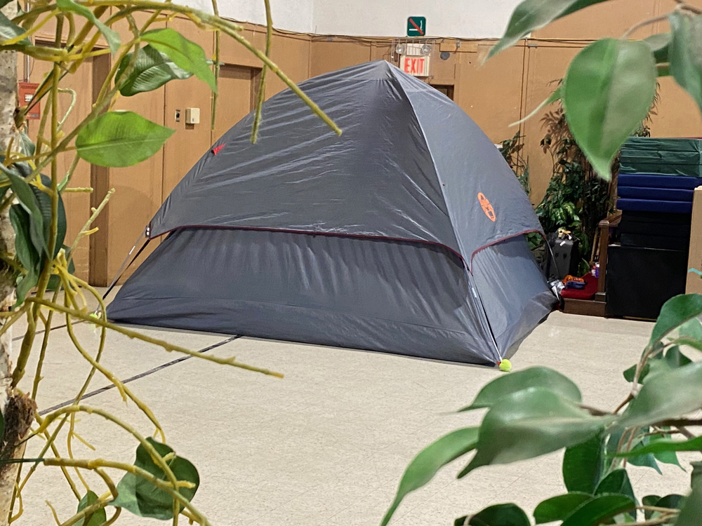 Pop-up tents set up in halls at various local churches and synagogues during Winter Nights provide privacy for un-housed families.